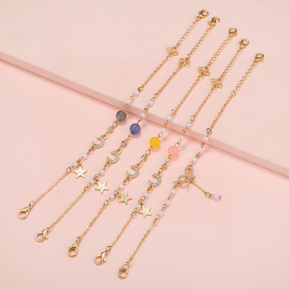 Cross-border best-selling creative star, moon, bow tie anti-loss chain, fashionable rope pendant chain