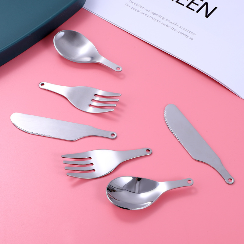 304 children's knife, fork and spoon semi-finished tableware stainless steel baby food supplement spoon accessories fork spoon embryo handle plug-in
