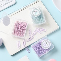 Lidemei macaron color paper clips fresh and creative boxed large and small paper clips metal binding office supplies