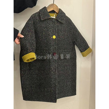 男童毛呢大衣儿童秋冬装2024新款时尚外套女宝宝中长款炸街风衣潮