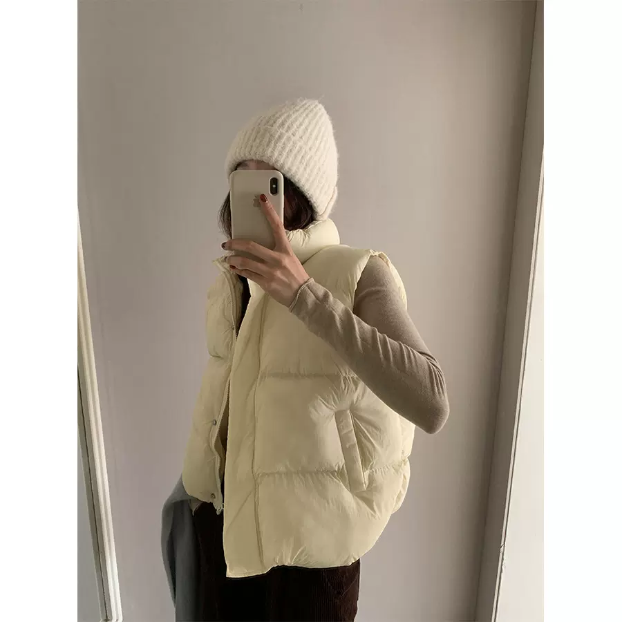 黄峥韩版宽松立领棉服马甲女2025秋冬简约叠穿背心坎肩外套541056