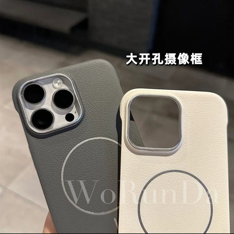 超薄型レザー調フレームレス薄型磁気吸着スマホケース iPhone17promax/Apple16/15対応 保護カバー|undefined