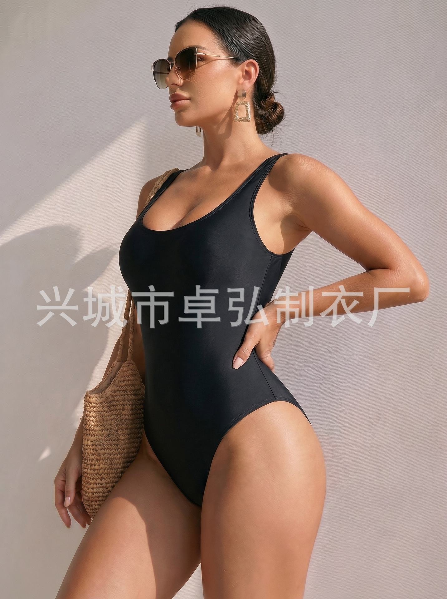 Traje de Baño Ajustado Nuevo de Moda Europea y Americana para Mujer, Traje de Baño Sexy de Una Pieza sin Espalda, Simple y Multicolor de Amazon para Mujer