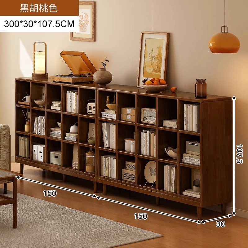 Estantería de madera maciza, cajones de piso a techo, armarios de sala de estar, armarios de rejilla combinados contra la pared, estantes de almacenamiento, estanterías cortas integradas