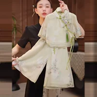 Детский комплект Hanfu для девочек, новый стиль 2025 года для детей старшего возраста, летний комплект в древнем китайском стиле, улучшенный новый комплект юбки и брюк в китайском стиле.