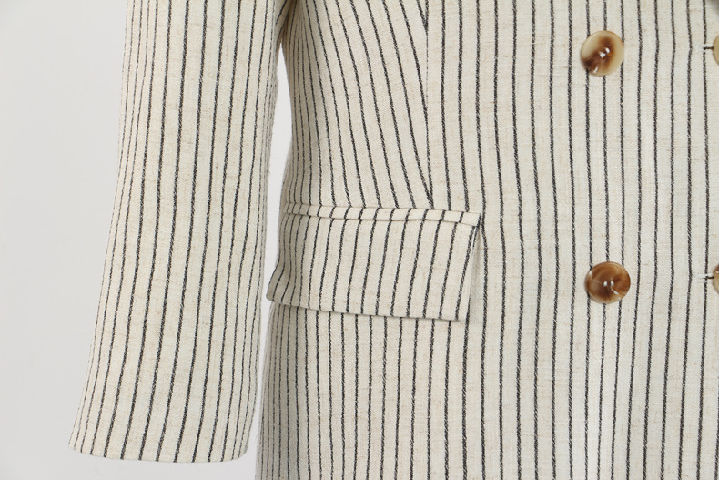 Ensemble deux pièces GraceChic GraceChic 25 cm, rayé coton et lin, avec short, style décontracté, référence 1788_voghion.com