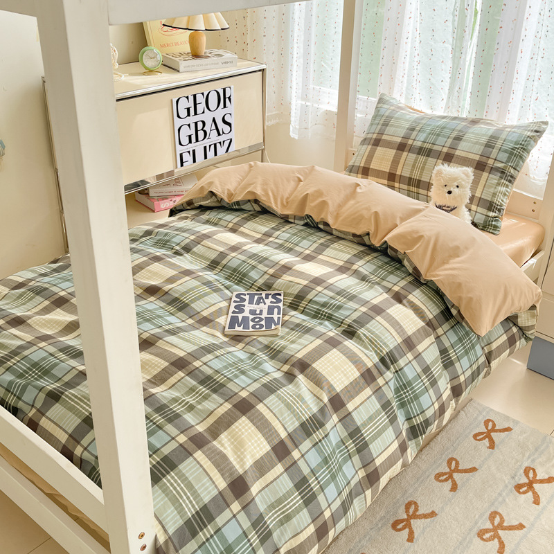 Verano dormitorio de estudiantes cama de algodón de tres piezas de algodón 2025 sábana nueva colcha sábana pequeña ropa de cama fresca