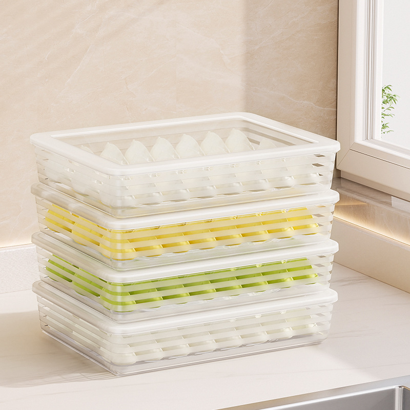 Caja de Almacenamiento y Conservación para Refrigerador de Plástico de Grado Alimenticio Con Tapa y Sellado para Congelador