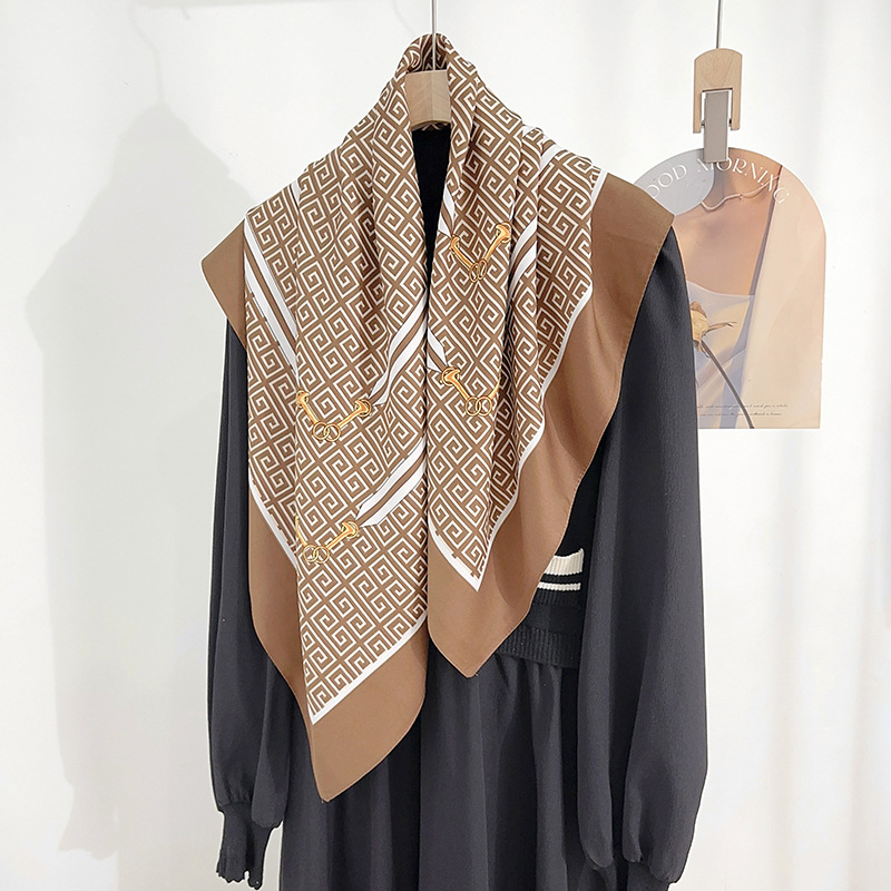 INS estilo de moda Geometría 90 bufandas de seda de estilo de lujo ligero nicho creativo bufandas decorativas profesionales