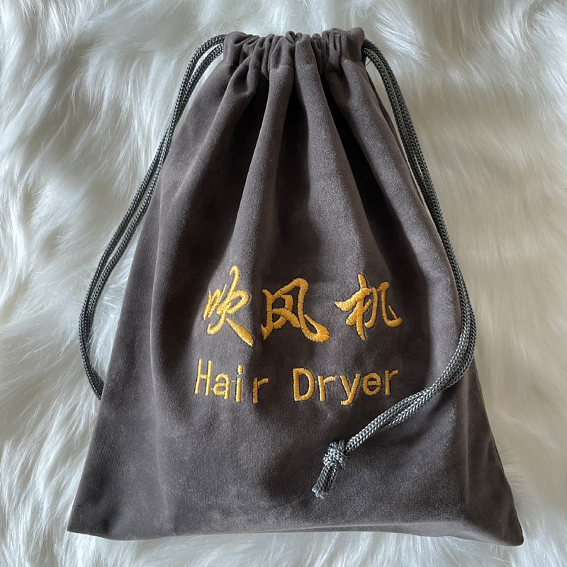 Bolsa de terciopelo bolsa de secador de pelo de hotel bolsa de terciopelo en stock bolsa de cordón bolsa de joyería bolsa de secador de pelo bolsa de almacenamiento bolsa de lino