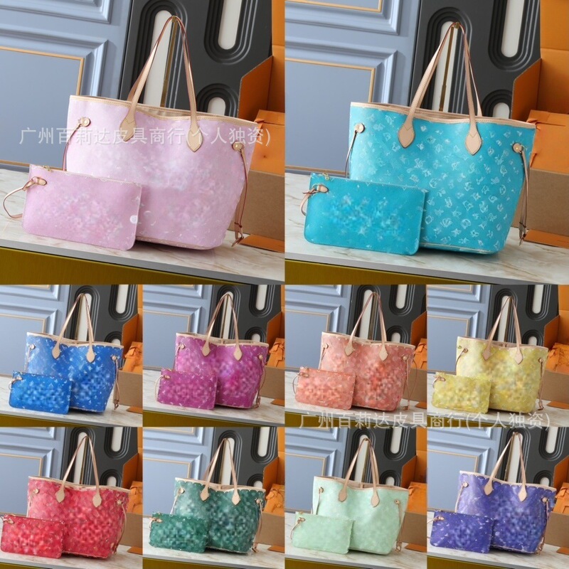 New Neverfull Style Denim Tote Bag with Inner Pocket, Large Capacity Commuter Shoulder Bag