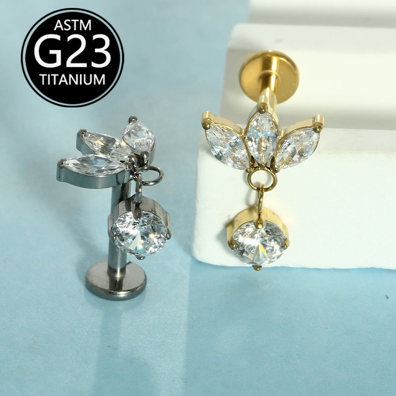 Pointed titanium steel lip stud product view