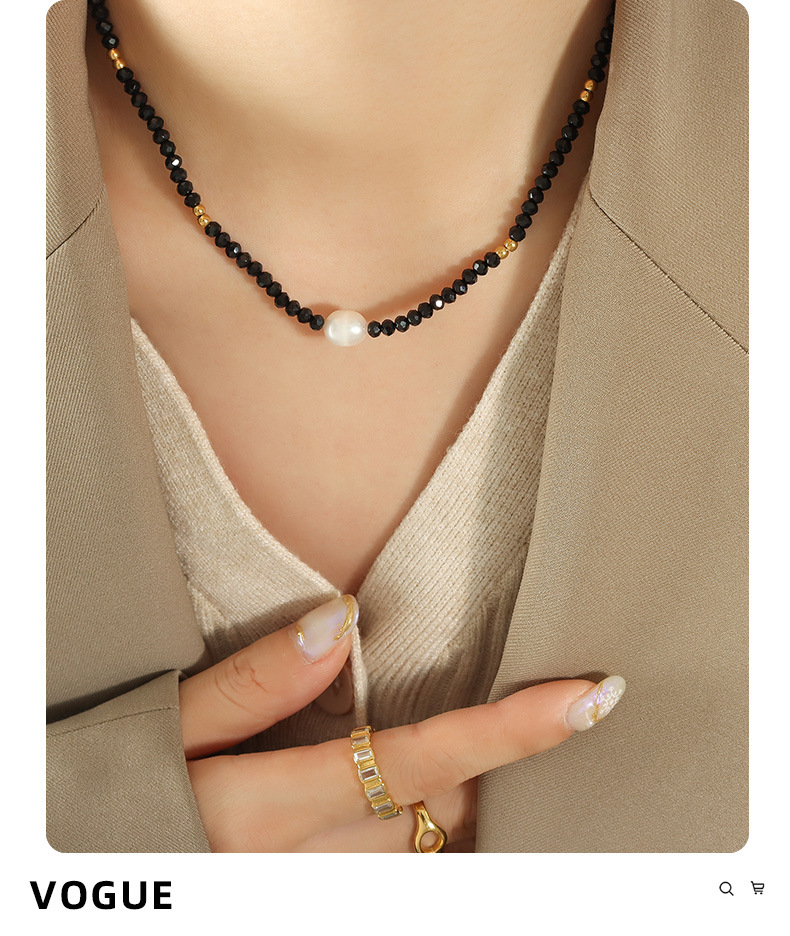 Fashion Geometric Glass Pearl Beaded Womenu0027S Necklace