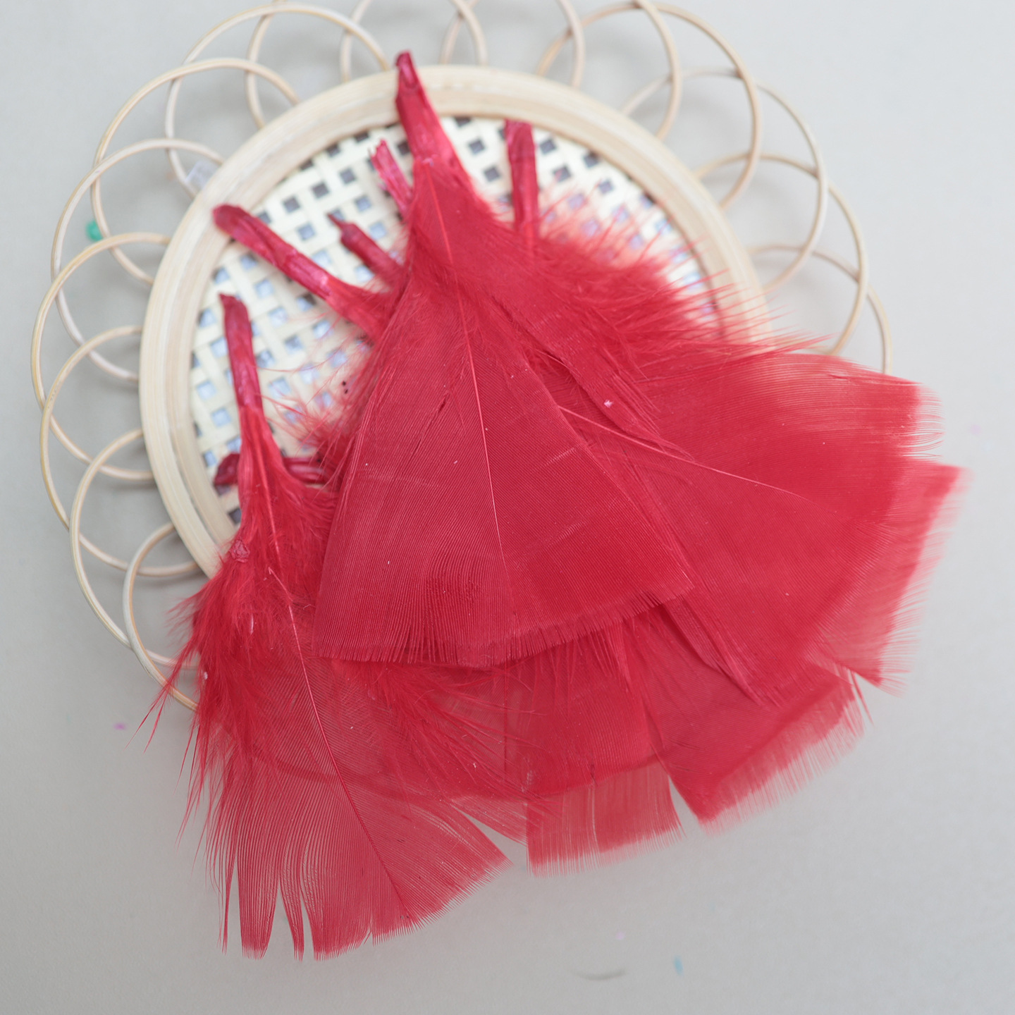 Fábrica directa pequeña serie de plumas rojas DIY accesorios accesorios de artesanía ropa accesorios escenario plumas