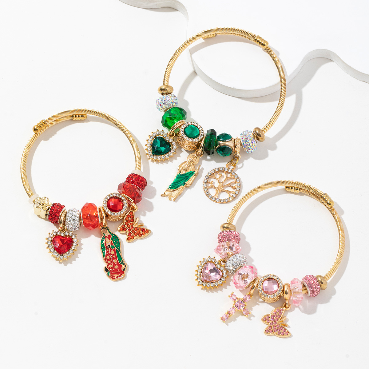 Factory Direct Sale European And American Cross-Border Religious Jesus Virgin Heart Crystal Tree Of Life Butterfly_voghion.com