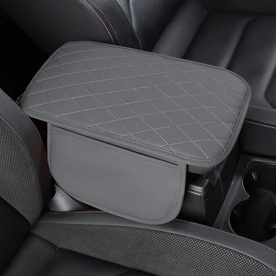 Cross-Border Temu Douyin Xiyin, Armrest box pad - elegant-gray-with-pockets