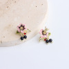 Goods, enamel, fashionable earrings, Korean style, silver 925 sample, french style, flowered