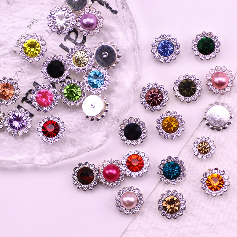 10/12 мм круглая двухслойная Цветочная тарелка коготь подсолнуха с бриллиантовой пряжкой бант ручной работы DIY аксессуары для танцевальной одежды