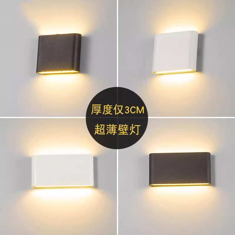 Led lámpara de pared impermeable balcón exterior ultrafino blanco y negro lámpara de jardín exterior escalera simple sala de estar dormitorio lámpara de noche