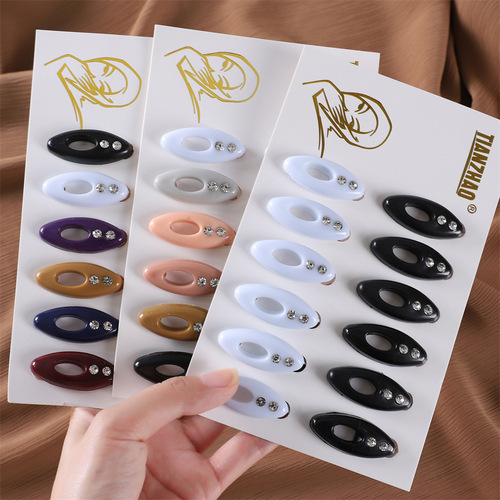 Cross-border oval inlaid with rhinestones colorful plastic buckle neck clip hijab pin foreign trade silk scarf jewelry buckle fashion brooch