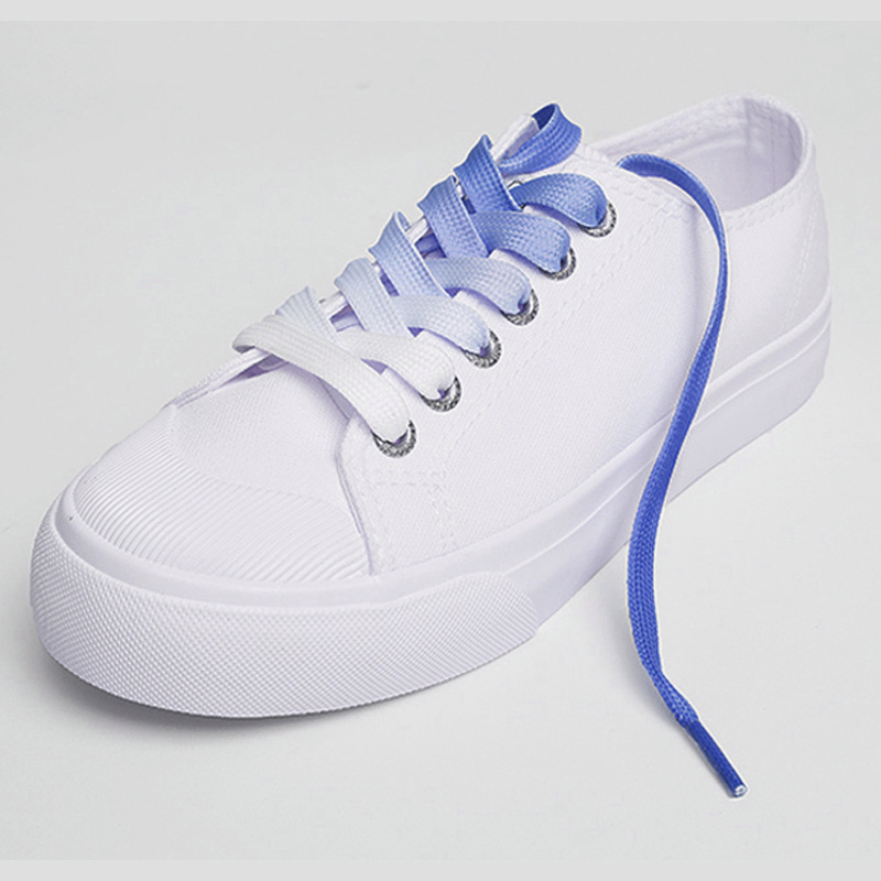 Lona zapatos blancos gradiente cordón transparente doble capa