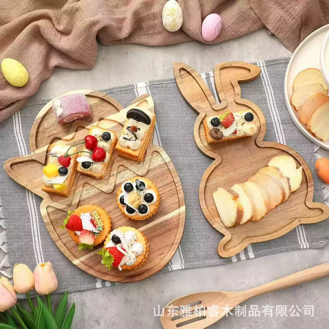 跨境相思木托盘兔子造型厨房装饰餐盘双面可用水果零食盘