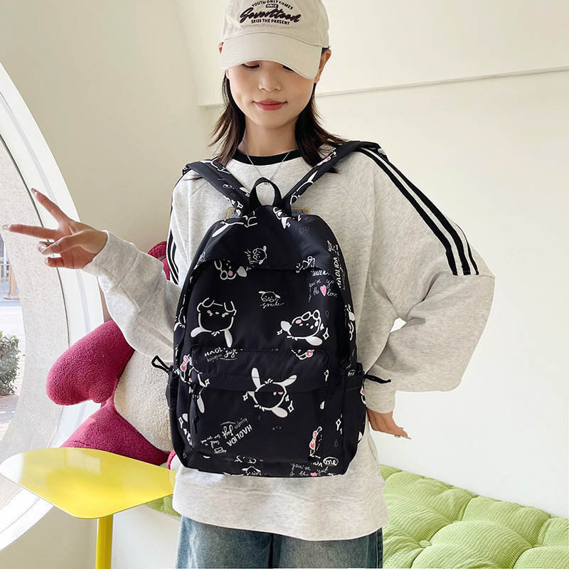 Mochila personalizada graffiti impresión calle mochila coreana ocio campus gran capacidad simple versátil mochila de estudiantes