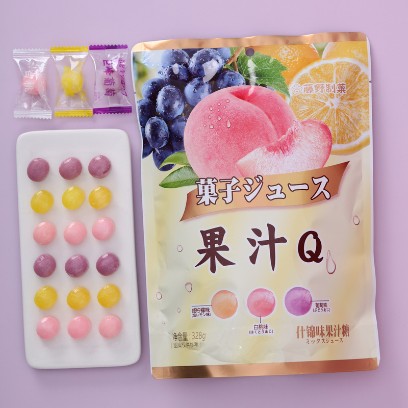 Tengye Seika Baitao fruit juice Syrup Fruity Hard Candy Lemon Grape 328g Net Red snacks wholesale
