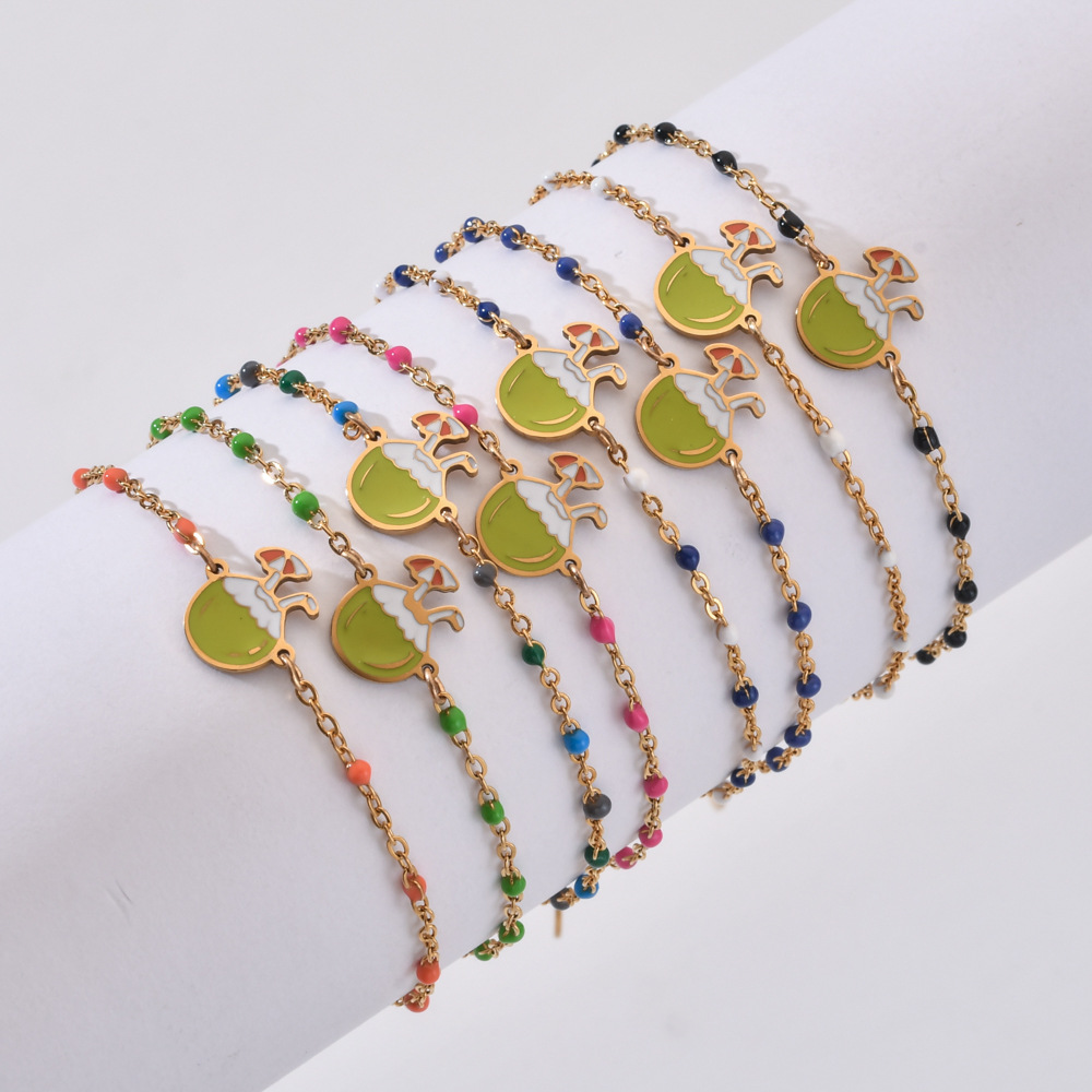 Vintage Style Coconut Stainless Steel Seed Bead Plating Bracelets display picture 1
