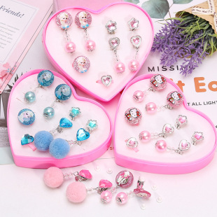 Children's Earrings Ear Clips Without Ear Holes Girls Baby Jewelry Cute Cartoon Fake Ear Studs Earrings Earrings Gift Box Girls' Earrings