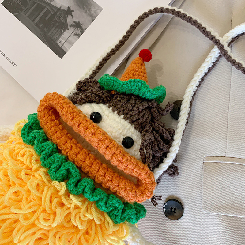 Douyin popolare salsiccia bocca grande bocca borsa per cellulare borsa fatta a mano all'uncinetto fai da te in lana per maglieria borsa divertente portachiavi_voghion.com