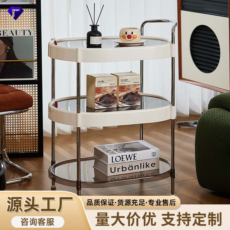 家用多功能轻奢收纳架卧室小推车可移动置物架茶几零食落地收纳架|undefined