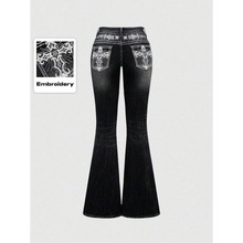 X 92045 Embroidered Rhinestone Flare Jeans ��������΢��ţ��