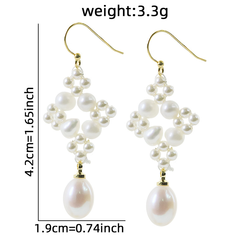 Perla original alambre de algodón natural tejido perlas pendientes femeninos dulces pendientes de alta calidad pendientes de aretes al por mayor image 5