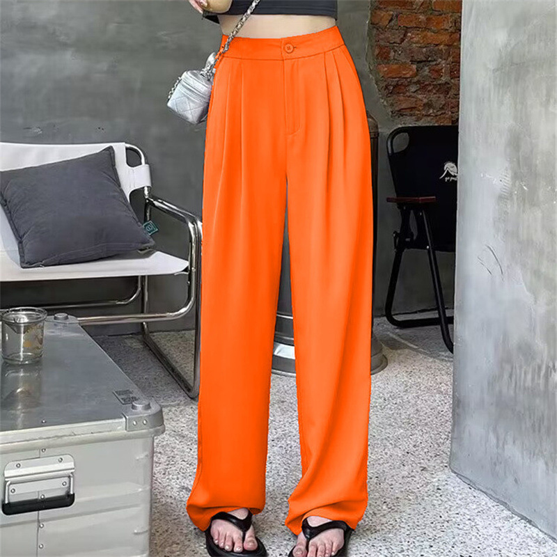 Black Suit Pants for Women, Autumn High-End Drape Straight Casual Pear-Shaped Figure Slimming Wide-Leg Dress Pants