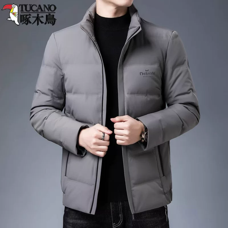 Men's short demi-season down jacket