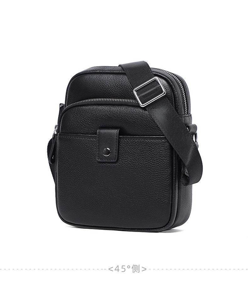 Túi đeo chéo nam da bò thật dáng đứng 18×8×21 cm — Màu đen chi tiết 14