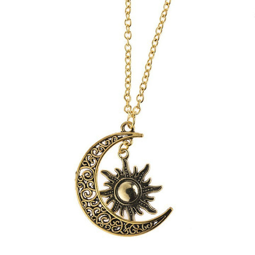 Euramerican Movie Ice and Fire Song Life's Moon, Sun, and Stars Hollow Long Necklace for Men and Women