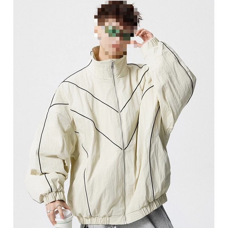 [High-Quality Version] Trendy Brand Winter Reflective Stripe Patchwork Stand-Collar Cotton Jacket for Men, Retro Couple's Loose-Fitting Warm Cotton Coat