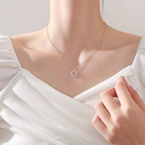 Japanese and Korean style new smiling face little planet pendant titanium steel necklace female super fairy niche clavicle chain high-end versatile jewelry