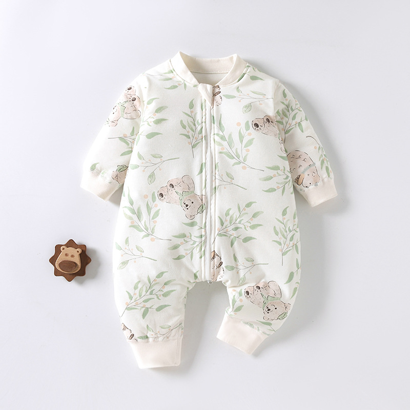 Children's Pajamas for Autumn and Winter, Fleece-Lined, Warm, One-Piece Split-Leg Sleeping Bag, Home Wear, Baby Anti-Kick Blanket, Infant Anti-Cold