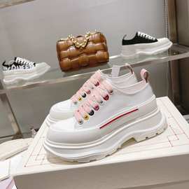 广州高品质帆布鞋网红时尚厚底松糕增高老爹鞋ins情侣系带小白鞋