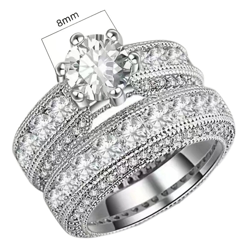 Transfronterizo deseo popular pareja anillo de bodas anillo de diamantes micro incrustaciones de circón brillante de alta calidad joyería de la mano