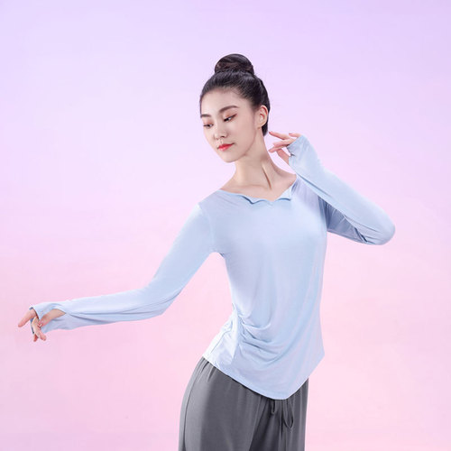 Dance Practice Top for Women, Long Sleeve, Chinese Classical Dance Costume, Physical Training Clothing, Dancing, Latin Spring and Autumn