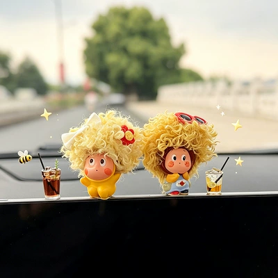 Screen Display Car Interior — Car ornaments - afro-wig-apple-man-pilot-2-drinks-includes-adhesive-stickers