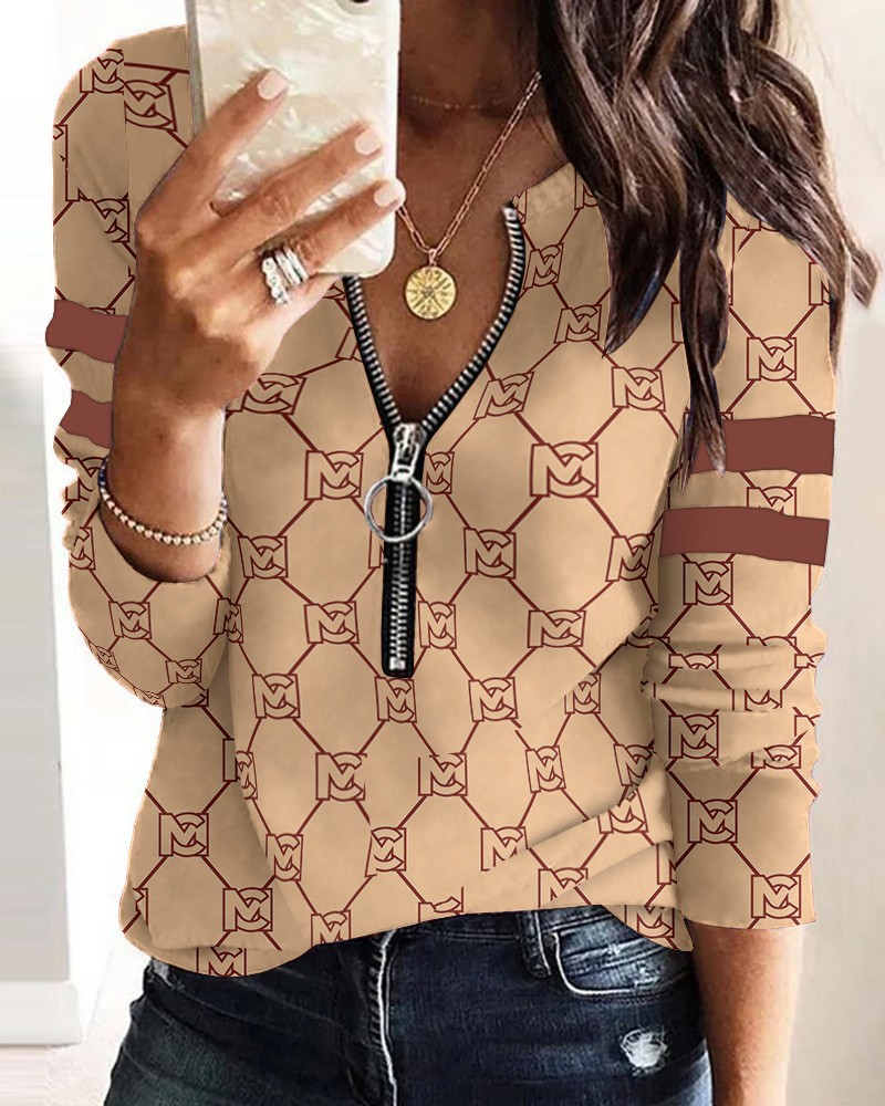 Women's Blouse Long Sleeve Blouses Printing Fashion Geometric display picture 5