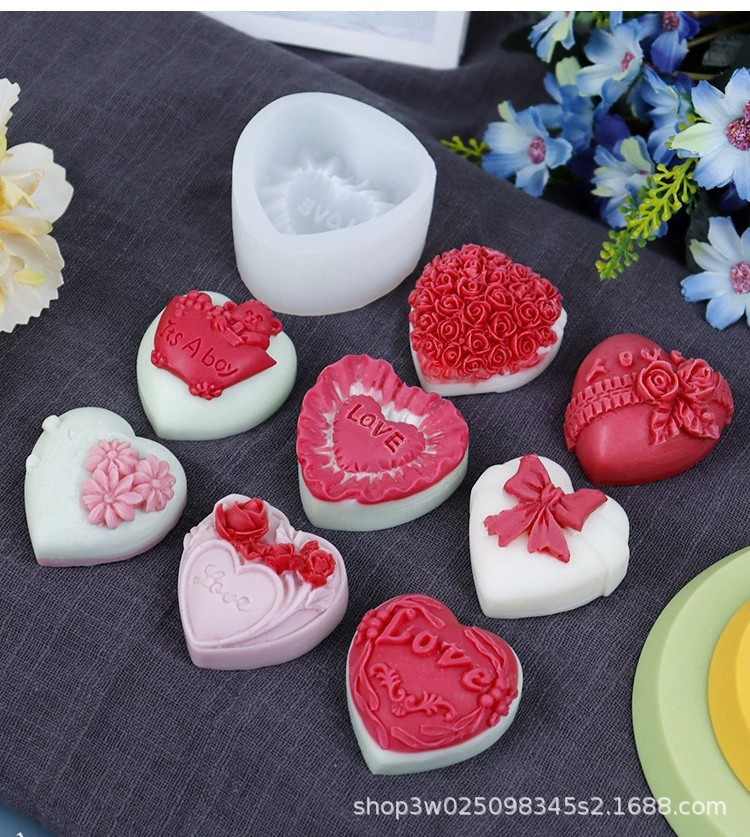 Fat Ya Ya Ya DIY three-dimensional heart-shaped liquid silicone mold love gypsum hand-made baking cake mold