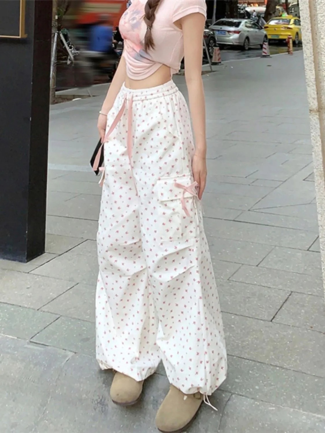 Pantalones Tipo Cargo para Mujer Poliéster Con Bolsillos Estilo Cargo