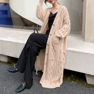【亏本清仓，不退换】复古慵懒好搭配针织开衫外套女马海毛中长款