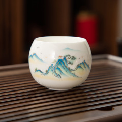 德化陶瓷杯罗汉杯主人杯单杯高端羊脂玉白瓷单个茶杯高档个人专用